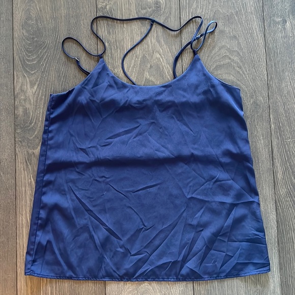 Navy Blue Strapy Flowy Tank Top - Picture 1 of 3